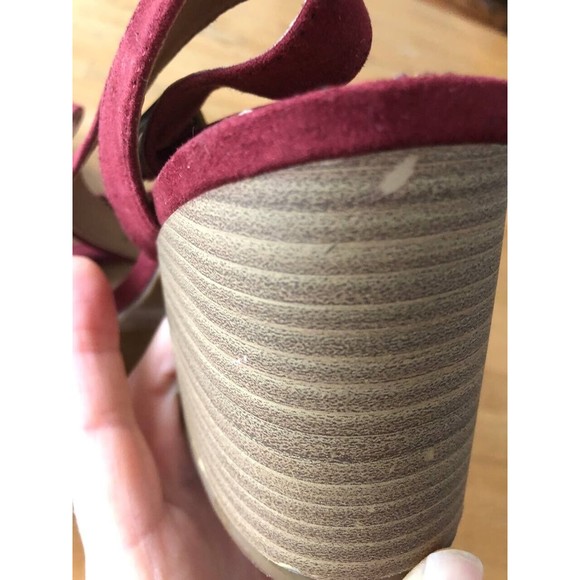 Universal Thread Goods Co. Women's Strappy Block Heel Open Toe Sandals Bordo - Picture 7 of 11